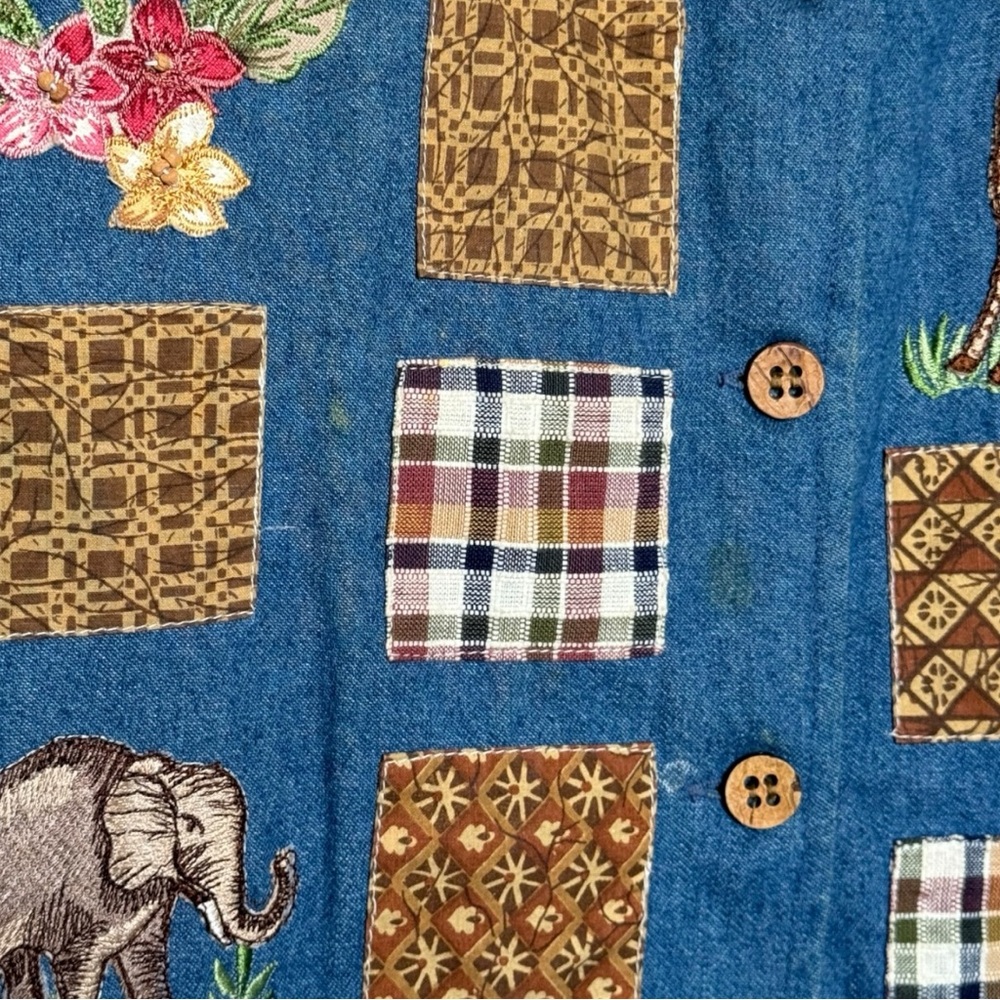 Studio Collection Patchwork Embroidered Animal Mixed Media Vintage Fall Vest - Picture 13 of 13